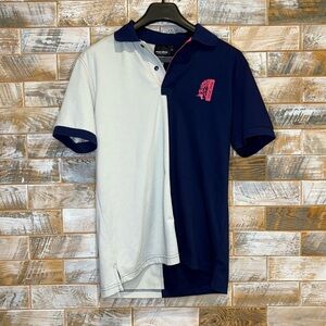 Maceoo Polo Shirt in Navy & Beige w/ Pink Label. Size L (4). Great condition.